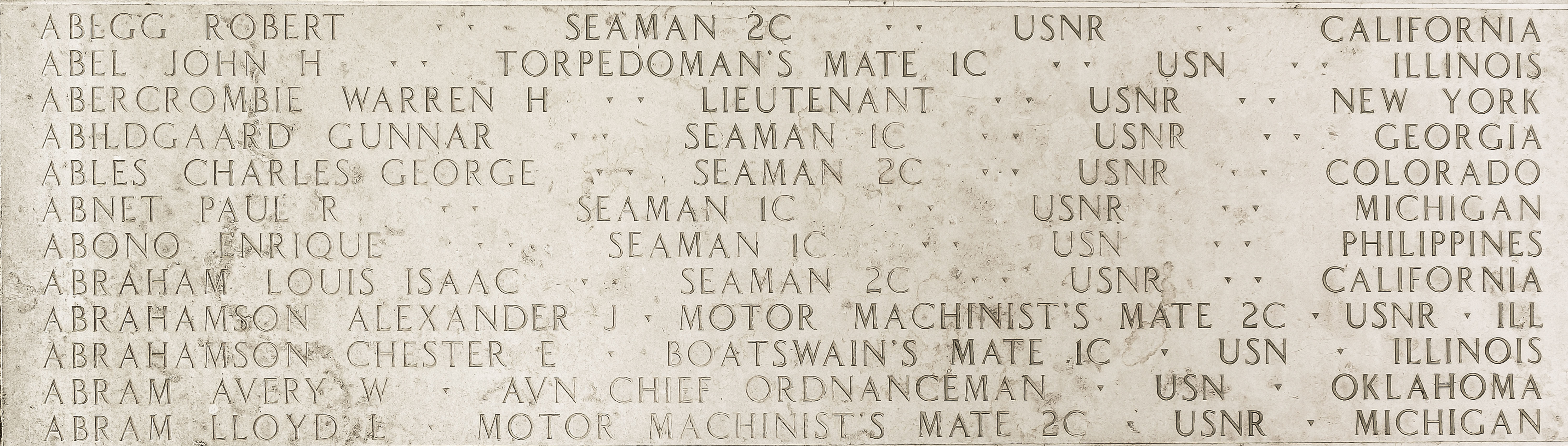 Robert  Abegg, Seaman Second Class